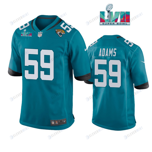 Tyrell Adams 59 Jacksonville Jaguars Super Bowl LVII Super Bowl LVII Teal Men Game Jersey