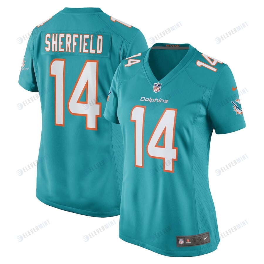 Trent Sherfield 14 Miami Dolphins Women Game Jersey - Aqua