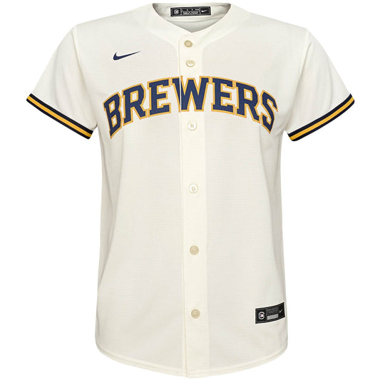 Boys' Grade School  Nike Brewers Home Replica Team Jersey - Off White