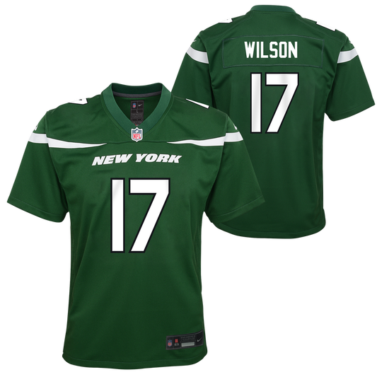 Youth Garrett Wilson New York Jets Green Game Replica Jersey