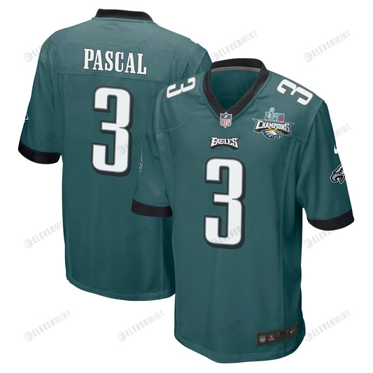 Zach Pascal 3 Philadelphia Eagles Super Bowl LVII Champions 2 Stars Men Game Jersey - Midnight Green