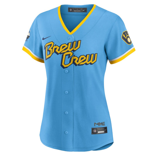 Women's Christian Yelich Nike Brewers 2022 City Connect Replica Jersey - Light Blue