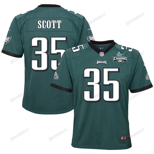 Boston Scott 35 Philadelphia Eagles Super Bowl LVII Champions 2 Stars 2 Stars Youth Game Jersey - Black