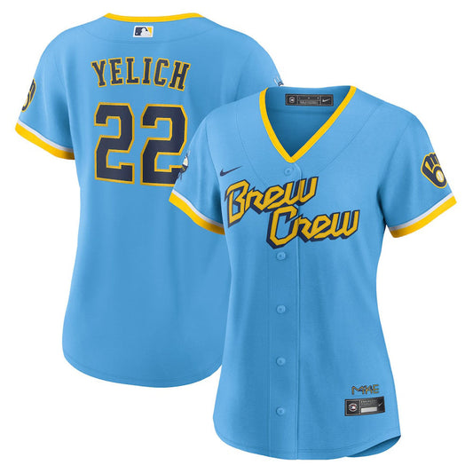 Women's Milwaukee Brewers Christian Yelich City Connect Replica Jersey - Powder Blue