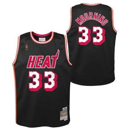 Youth Miami Heat Alonzo Mourning Mitchell & Ness Black 1996-97 Hardwood Classics Jersey